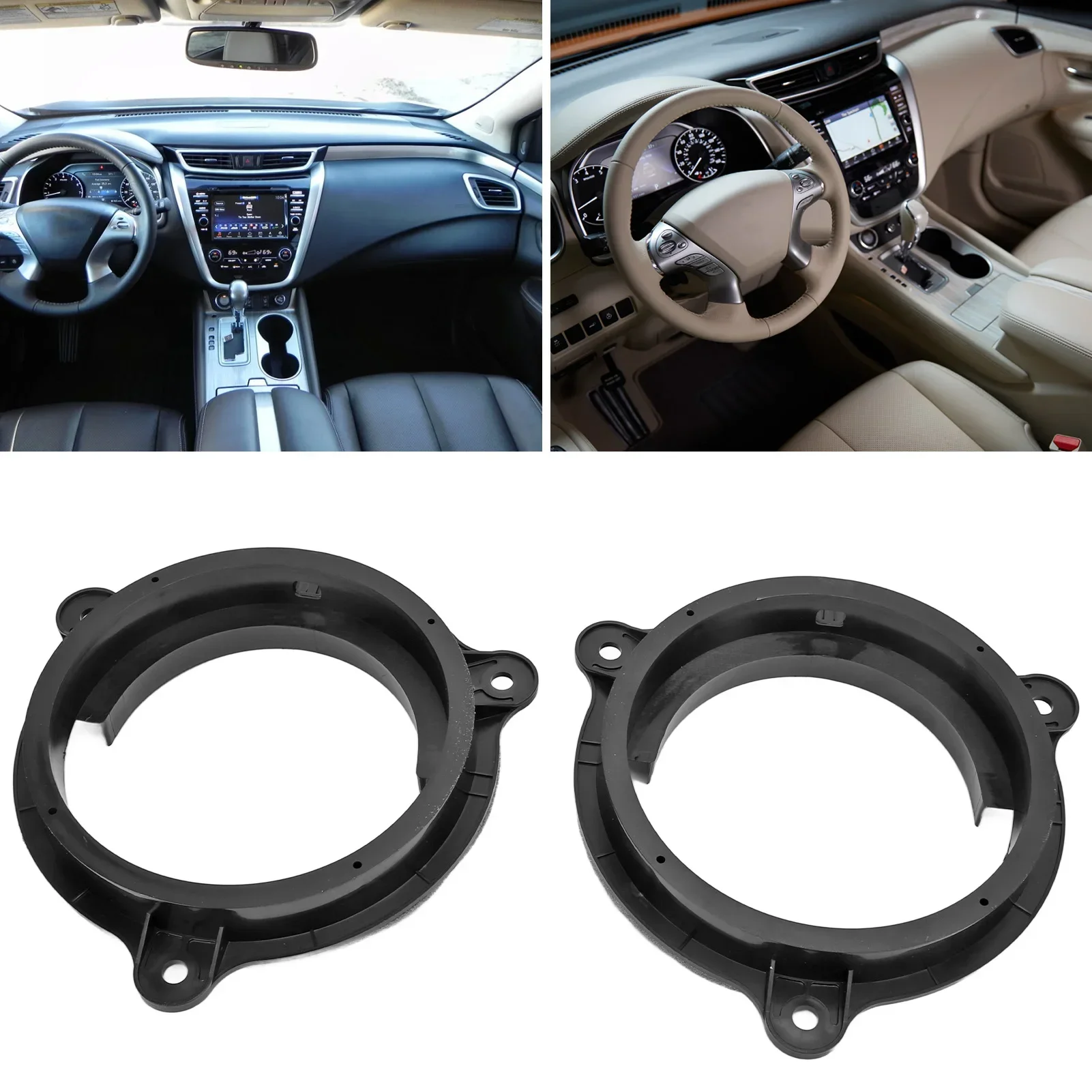 2pcs 6.5in Black Speaker Adapter Bracket Ring With 2 Wire Harness Replacement For Nissan Murano Sentra 2000‑2019