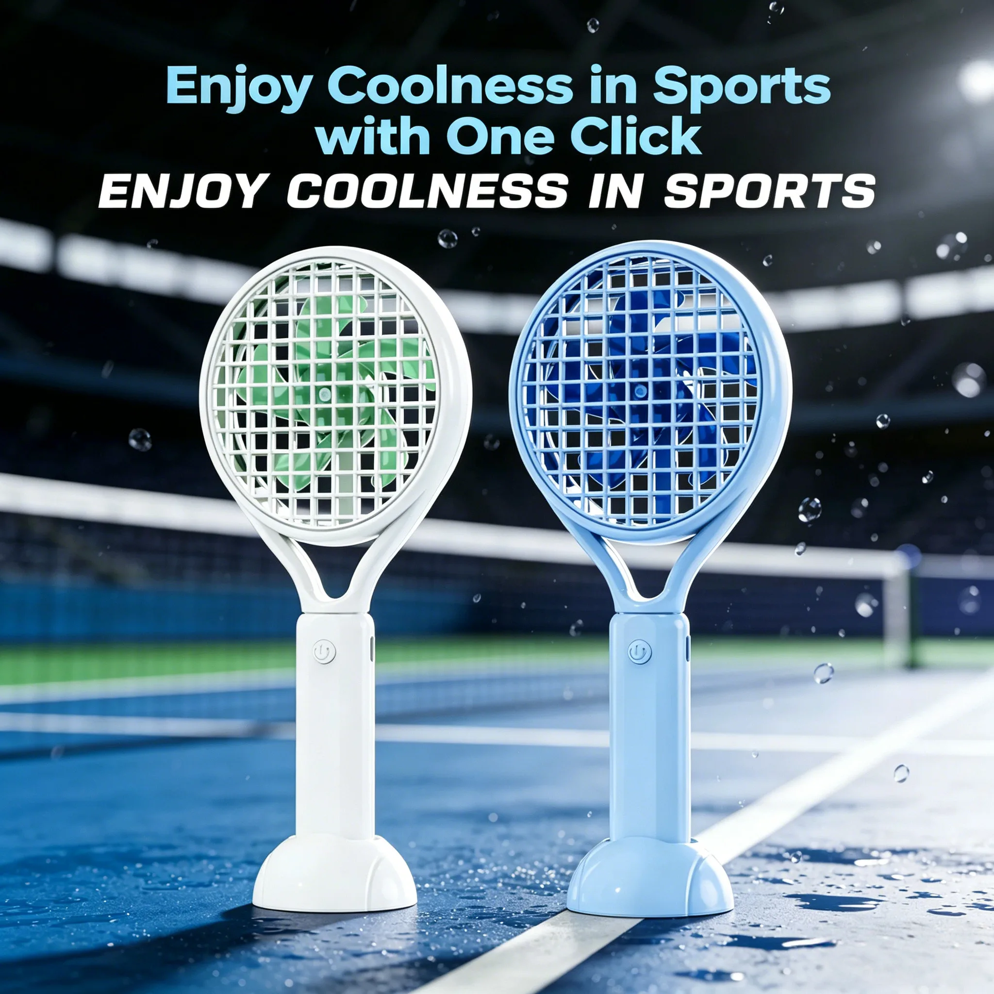 Simple Design Tennis Racket Design Mini Fan 3 Speed Levels Portable Summer Sports Style 1200mAh USB Charging Fan