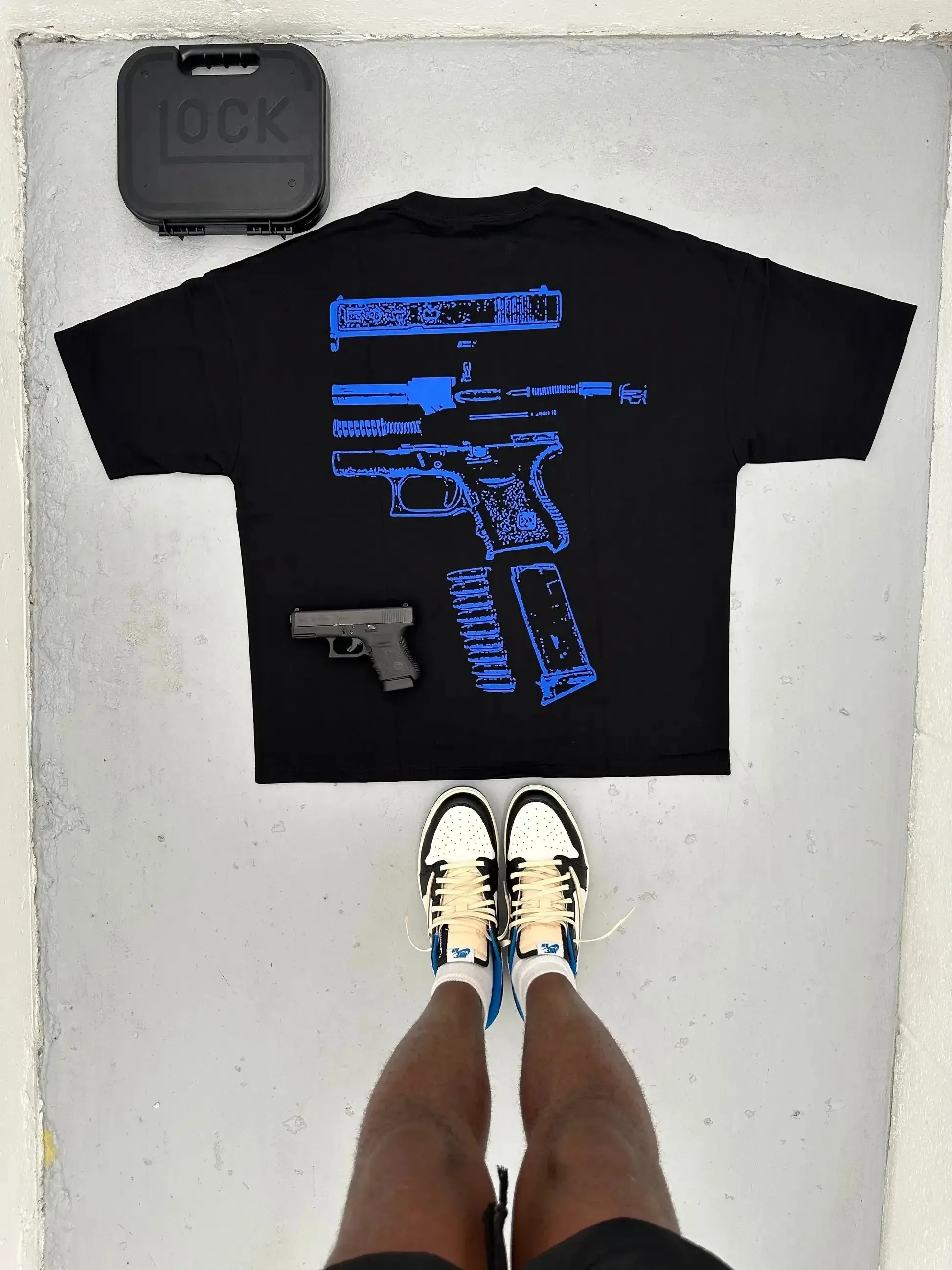 Fashion T Shirt Mens woman Harajuku Hip Hop in Glock We Trust Graphic Print Round Neck Cotton Oversized TShirt Gothic Sleeve
