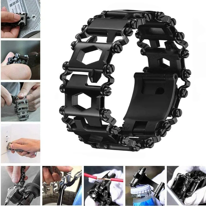 

Многофункциональный браслет-инструмент 29-в-1 из нержавеющей стали, практичный ремешок для кемпинга, походов и снаряжения для выживания