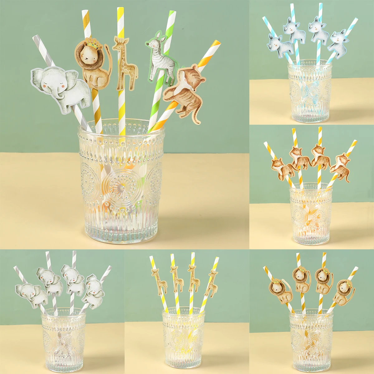 

Jungle Animal Safari Party Disposable Straws Happy Party Decoration Kids Jungle Wild One Drinking Straws Birthday Suppies