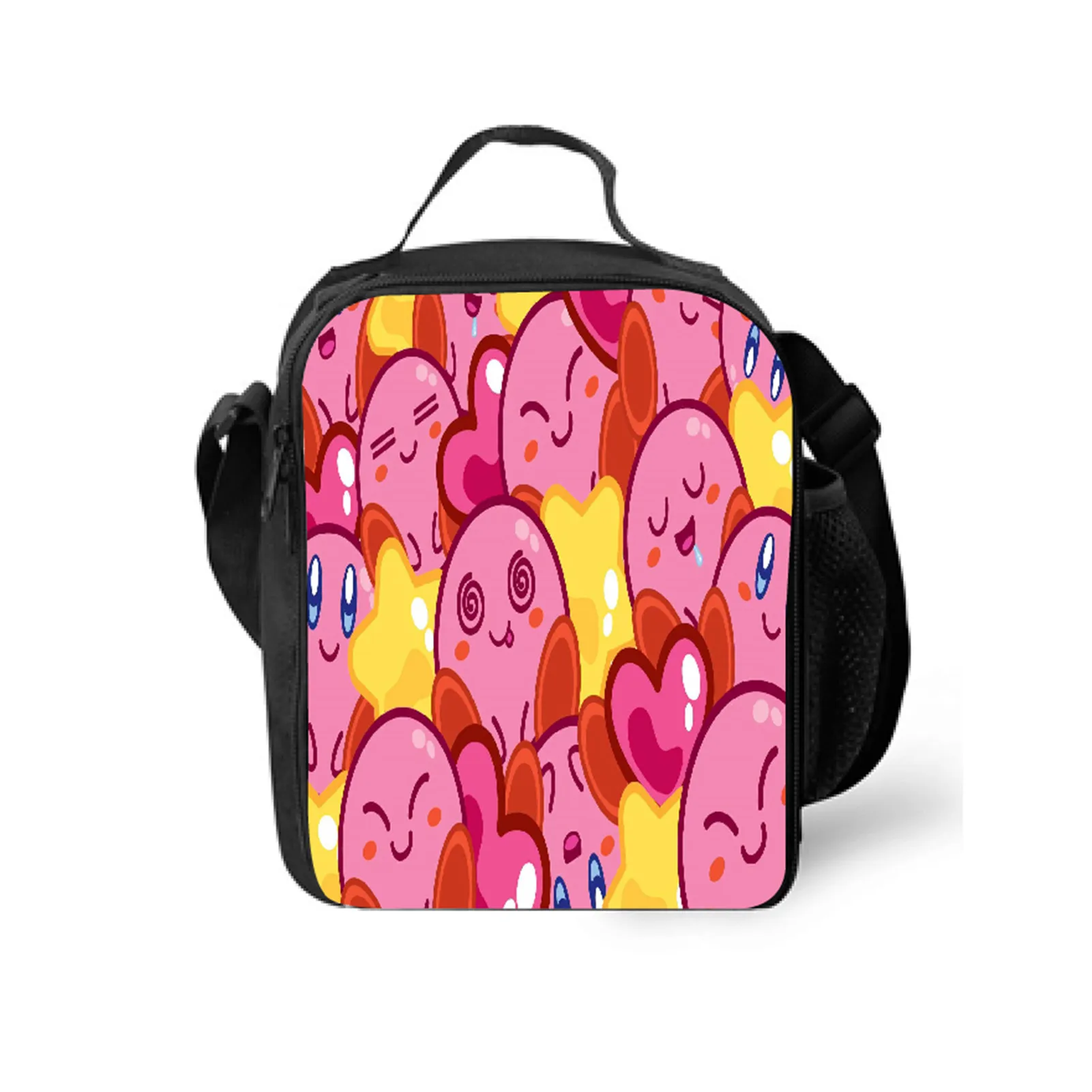 Student Classic Reusable Lunch Tote,Kirby School Lunch Box Waterproof Cartoon Thermal Bag for Boy Girl