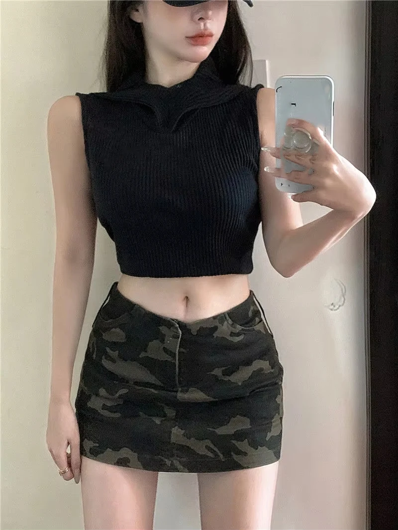 Faldas de camuflaje Vintage de calle de verano Y2k, falda ceñida de cintura alta para Mujer, novedad de verano 2021, Faldas informales que combinan con todo para Mujer
