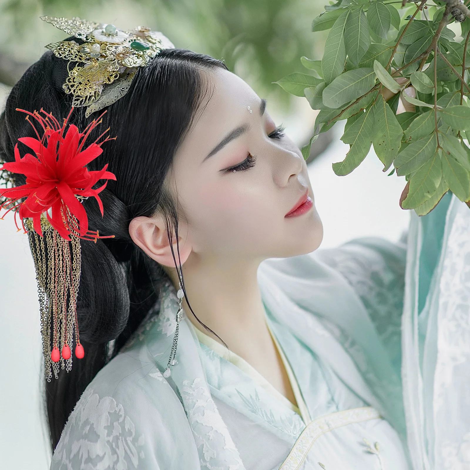 

Flower Tassel Hairpins Ancient Chinese Style Elegant Hair Clips For Brides Long Tassels Bridal Wedding Party Hanfu