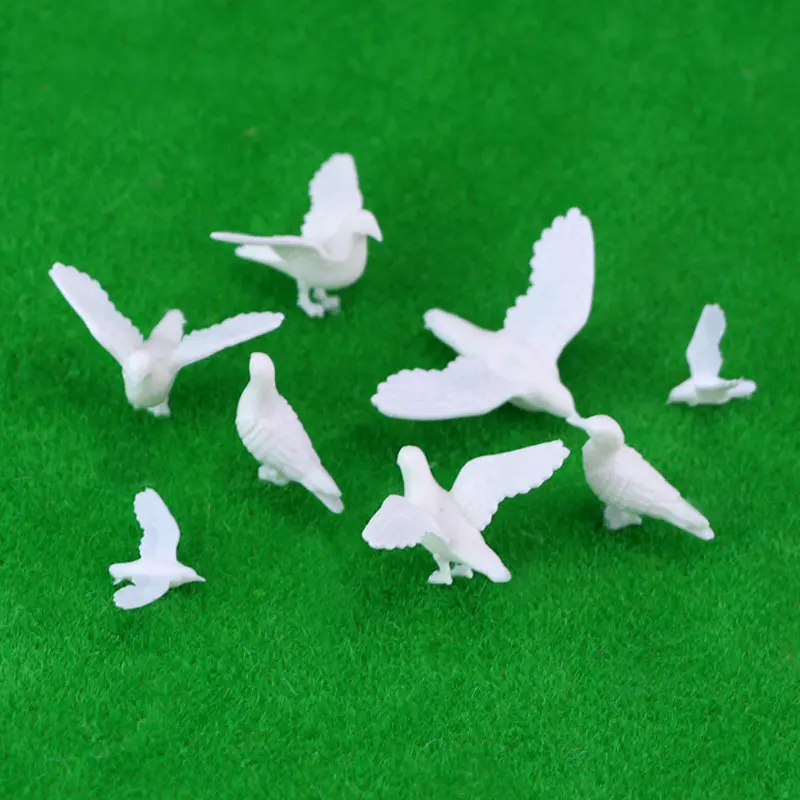 Mini White Pigeon Model Bird Animals Figures for DIY Farm/Building Sand Table Scene DIY Decoration Diorama Accessories 10Pcs/lot