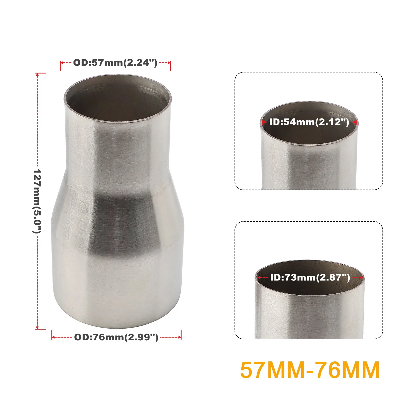 ステンレス製エキゾーストパイプ ステンレス鋼排気レデューサースリーブパイプチューブ外径51mm-76mm