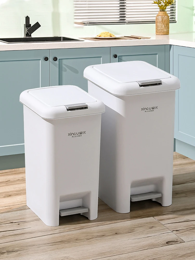 Large Capacity Pedal-Operated Trash Can Kitchen Clutter Storage Bucket Free 20 Garbage Bags Bedroom Study Toilet Paper Trash Bin