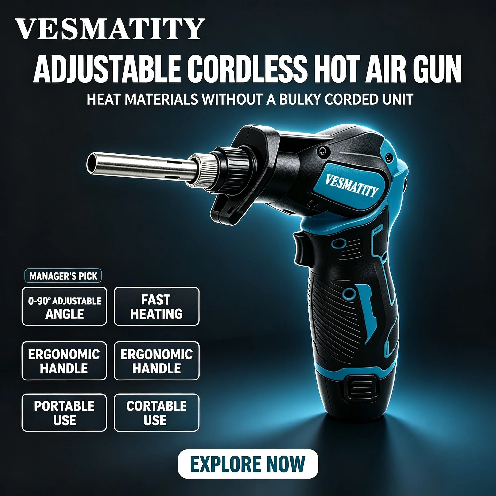 Electric Soldering Iron Welding Tool Adjustable Temperature Portable Fast Heating for 12V Battery Pro Max Kit VESMATITY