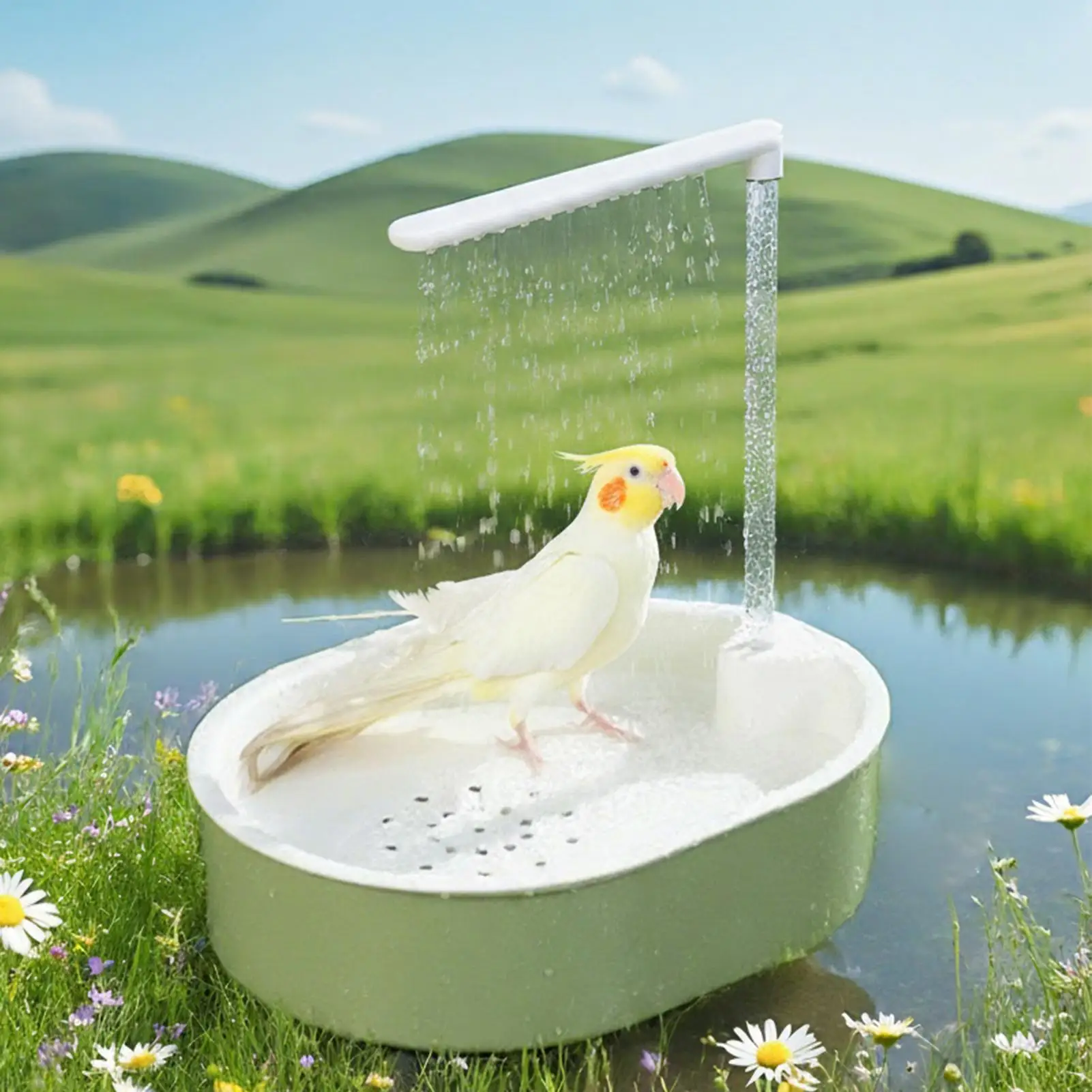 

Автоматическая купалка для птиц с насосом USB, фонтан-душ для попугаев и корелл, для клеток, для использования в помещении, товары для мелких домашних животных