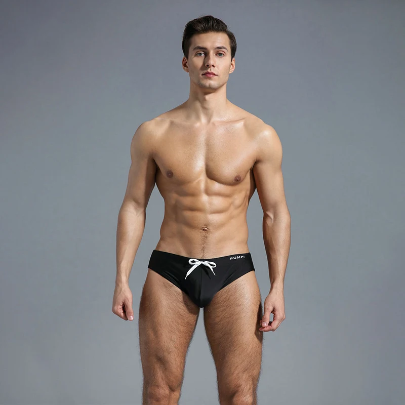 

1Pc Men's Sports Swimming Swimsuit Bottom Summer Beach Briefs Fashion Breathable Large Pouches Surf Shorts Beachwear