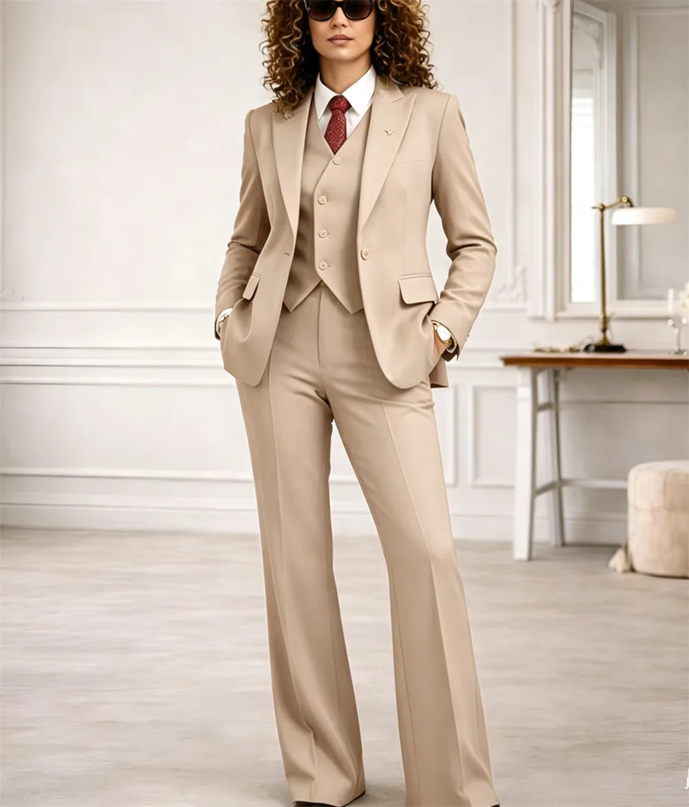 Rust Women's Suits 3 Pcs Vintage Retro Power Ladies Suit Office Wear Traje Mujer Outfit Pantsuit (Blazer+Vest+Pants) Tailor Made