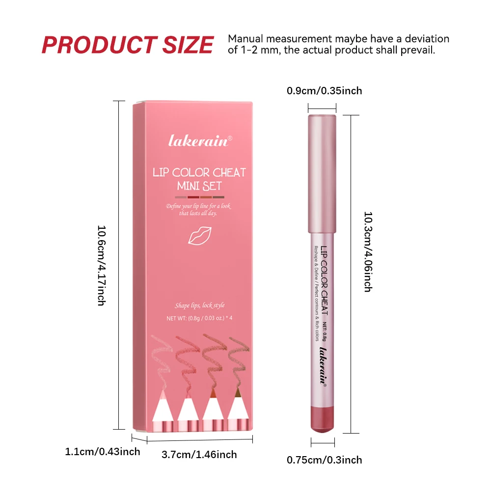 Lip Color Cheat Mini Set Lip Liner Set Hidratante Suave Portátil de Longa Duração