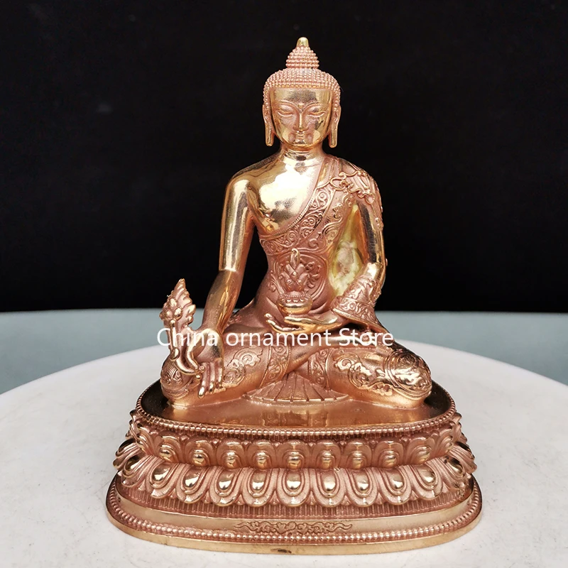Чистая медь Медь Санбао Будда Шакьямуни Будда Фармацевт Будда Шакьямуни Тантра Тибетская легенда статуя гостиная красная медь