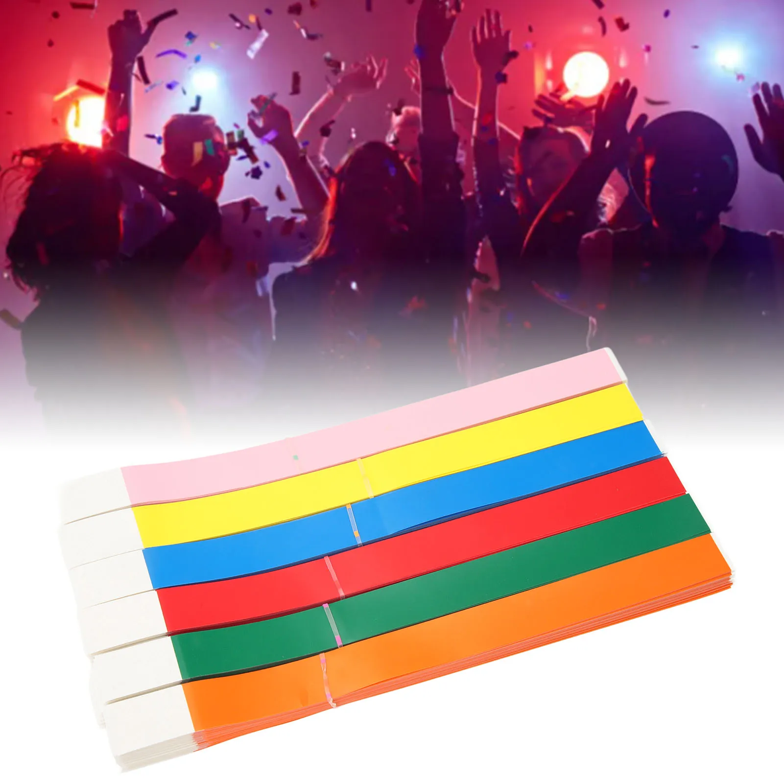 600Pcs Party Wristbands Synthetic Paper Colorful Waterproof Hand Bands Adhesive Comfortable Party Bracelets For Events Concerts