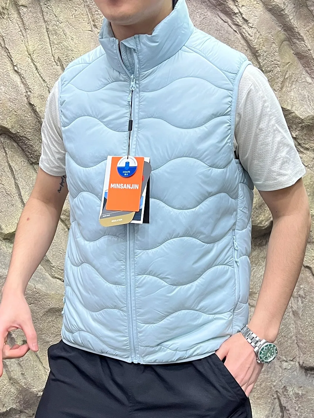 Waterdichte technologie Lichtgewicht dun katoenen opstaande kraag Warm vest voor koppels Outdoor Mountain Series Herfst Winter