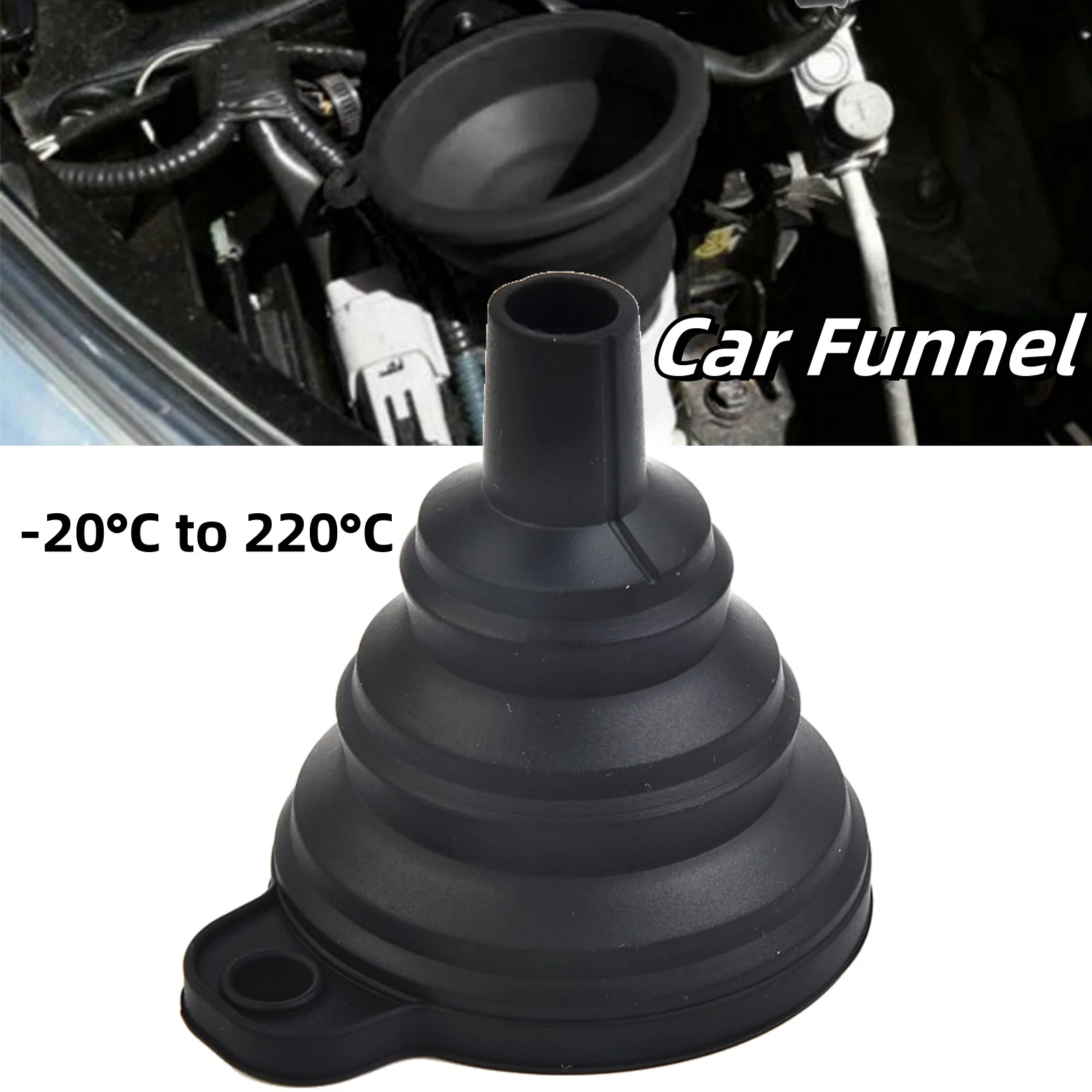 Car Funnel Engine Funnel Silicone Liquid Funnel Washer Fluid 0.9CM 7cmX6cm Silicone Foldable Car Oil Filling Equipment Parts