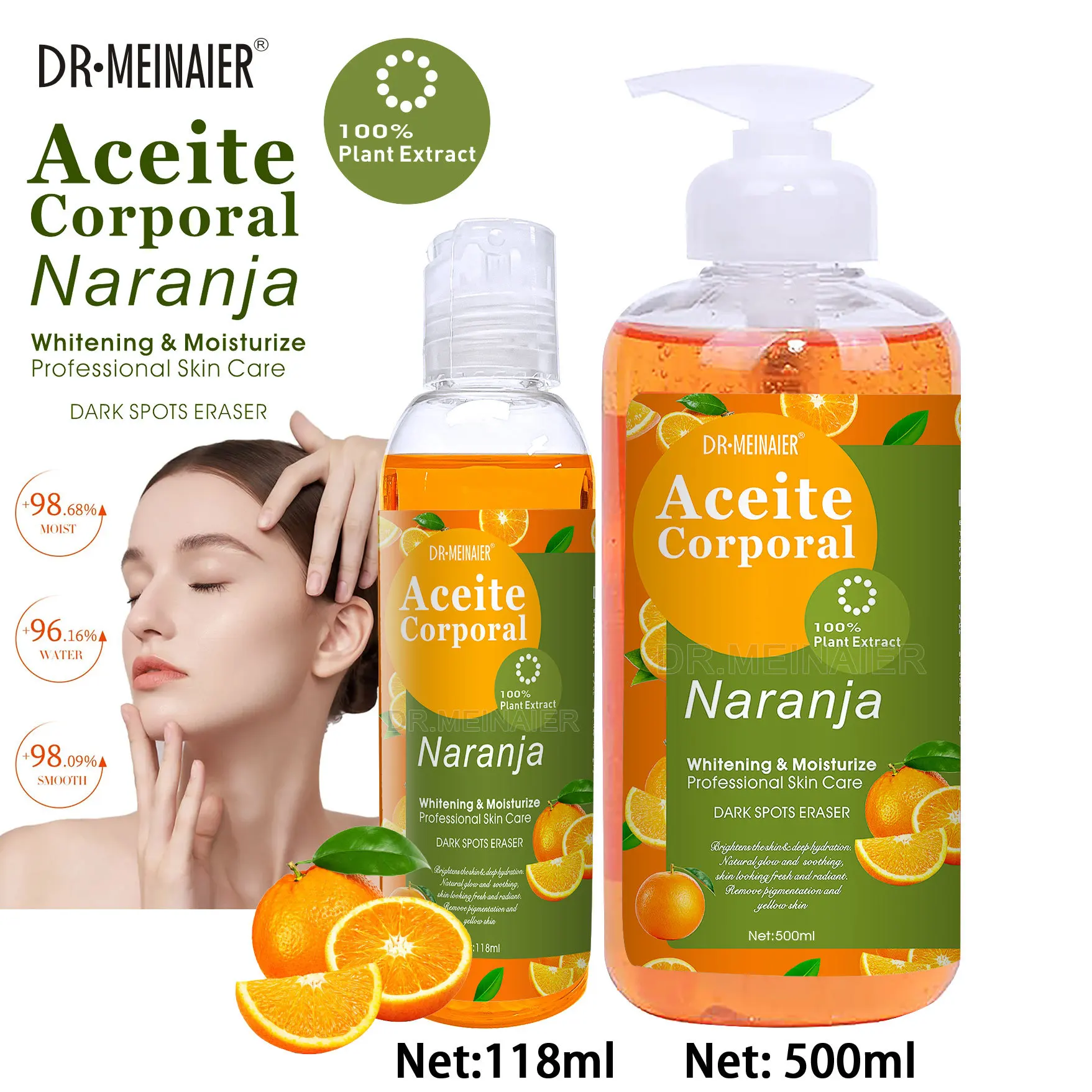 500/118ml Aceite Corporal Whitening Moisturize Professional Skin Care Dark Spots Eraser Repair Facial Body SPA Massage VC Oil