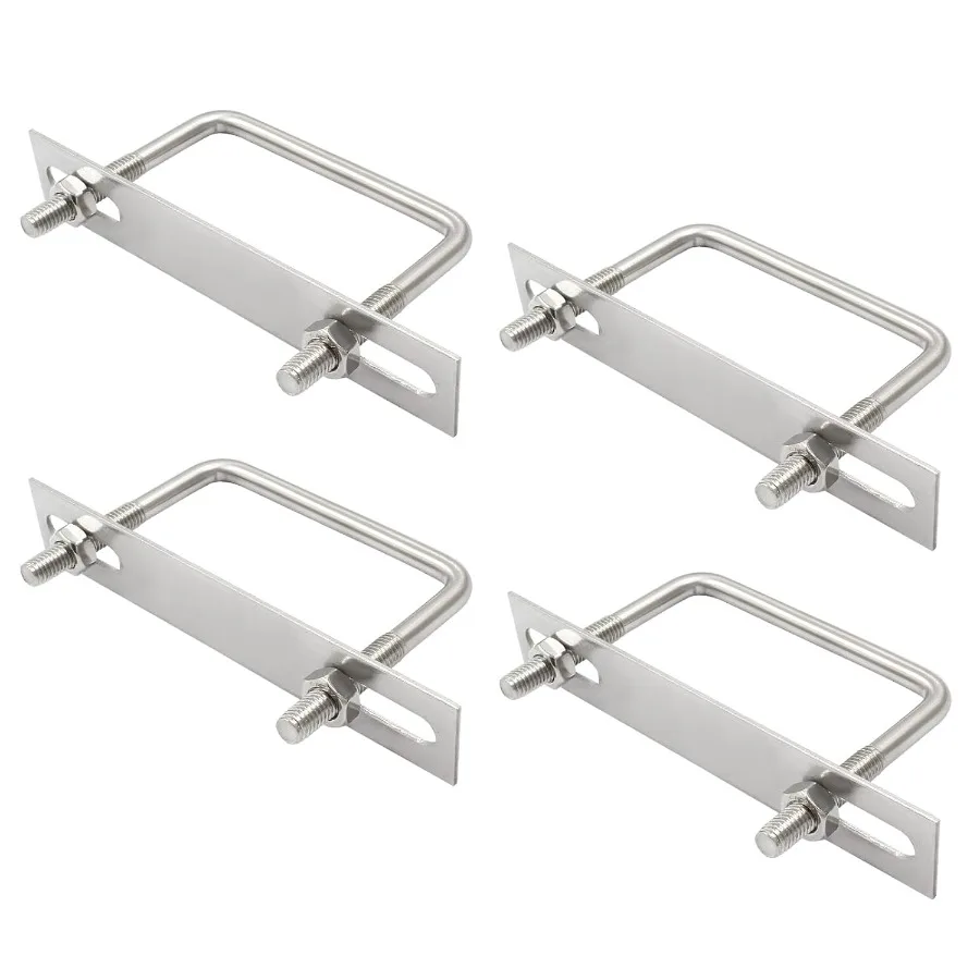 

4 Sets 304 Stainless Steel Square UBolts M8 x 82 x 75mm Thread x Inner Width x Length Tie Down U Bolt Clamp with Nuts and Plate
