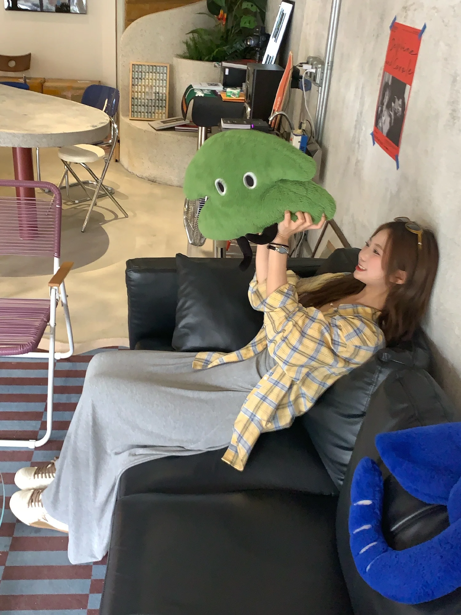 

Spring Summer Plaid Shirt Women's Loose Fit Long Sleeve Cotton Blend Casual Style Design Sensation Small Size Cake Design