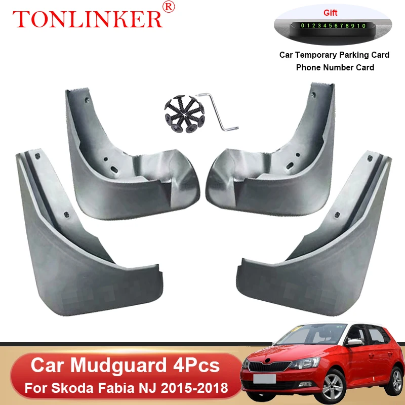 

TONLINKER Car Mudguard For Skoda Fabia 3 NJ 2015 2016 2017 2018 hatchback Mudguards Splash Guards Fender Mudflaps Accessories