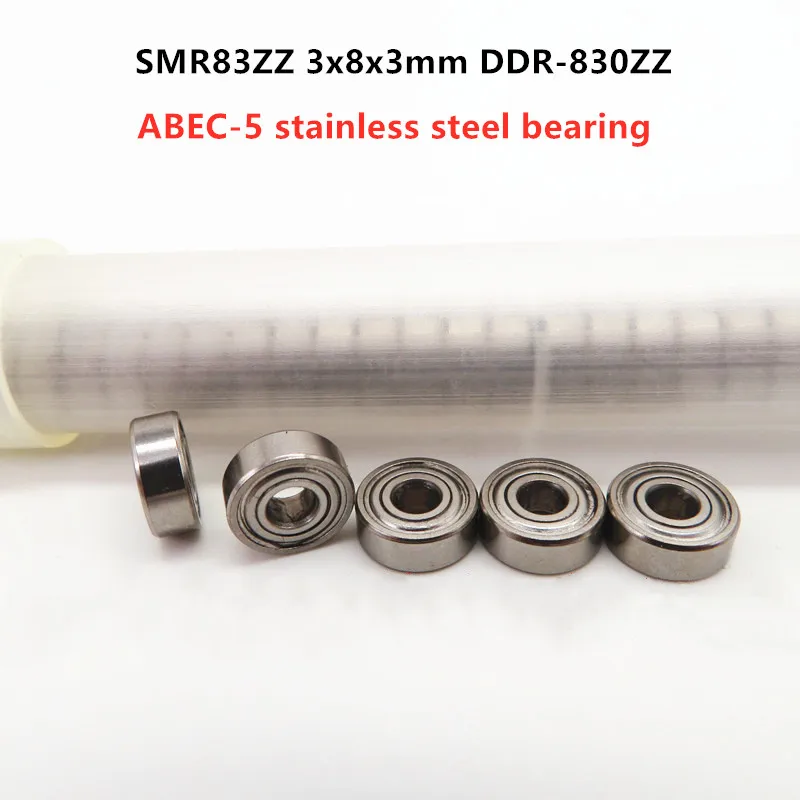 50pcs ABEC-5 SMR83ZZ 3x8x3 mm DDR-830ZZ stainless steel miniature ball bearing SMR83 -2Z 3*8*3mm