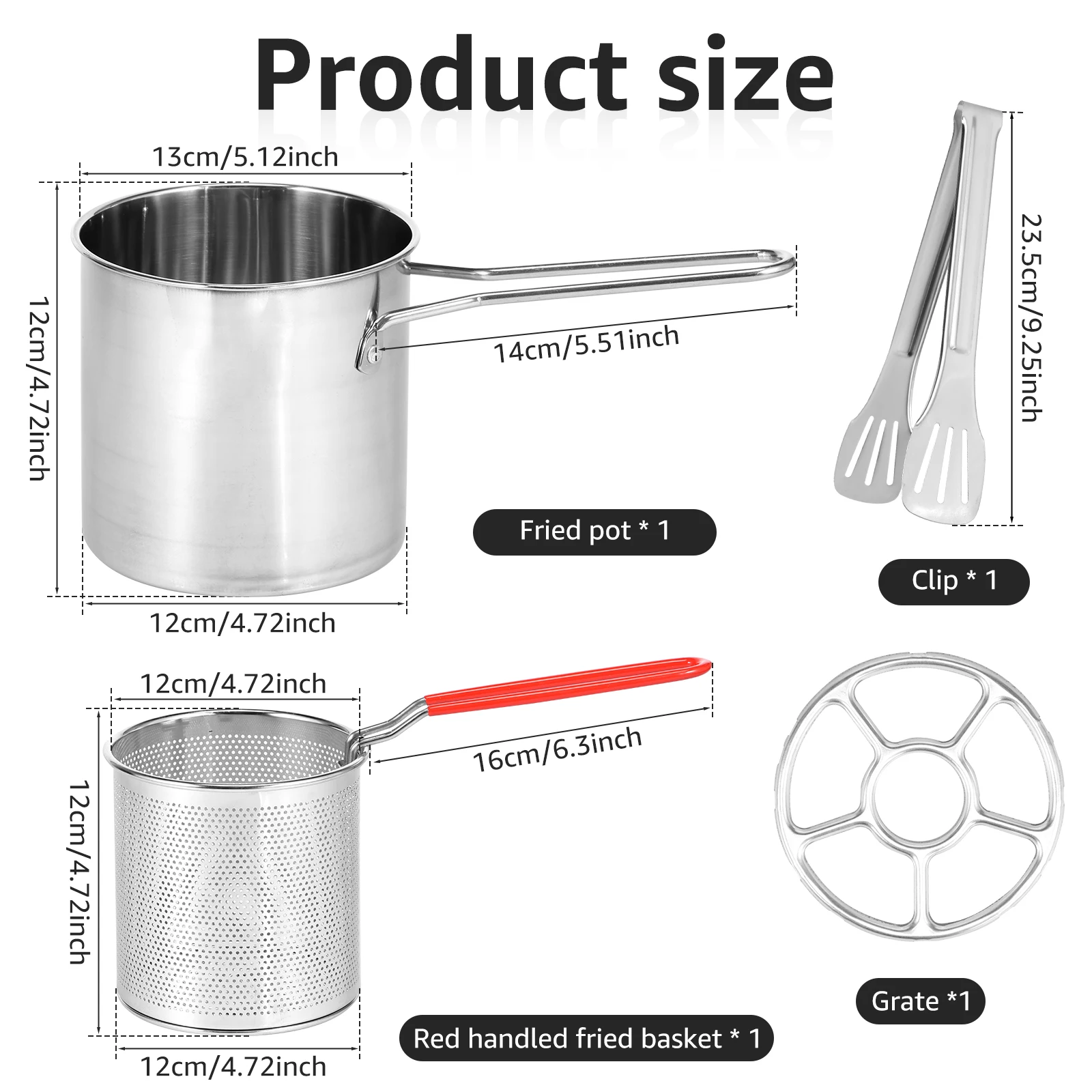 Deep Fryer Pot Stainless Steel Deep Fryer Mini Deep Oil Fryer Multifunctional Outdoor Cooking Fryer for Kitchen Camping Picnic