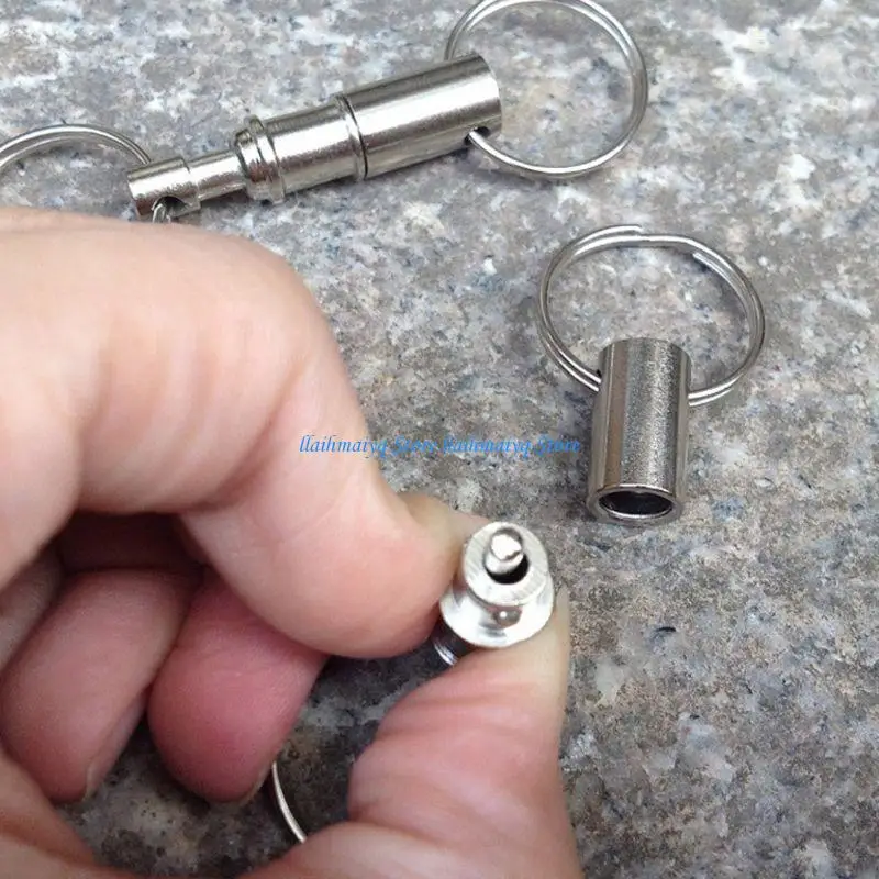 573B Fashion Silver for Key Ring Pull-Apart Quick Release Keychain Easy Detach Double for Key Chain Car for Key Ring Gif