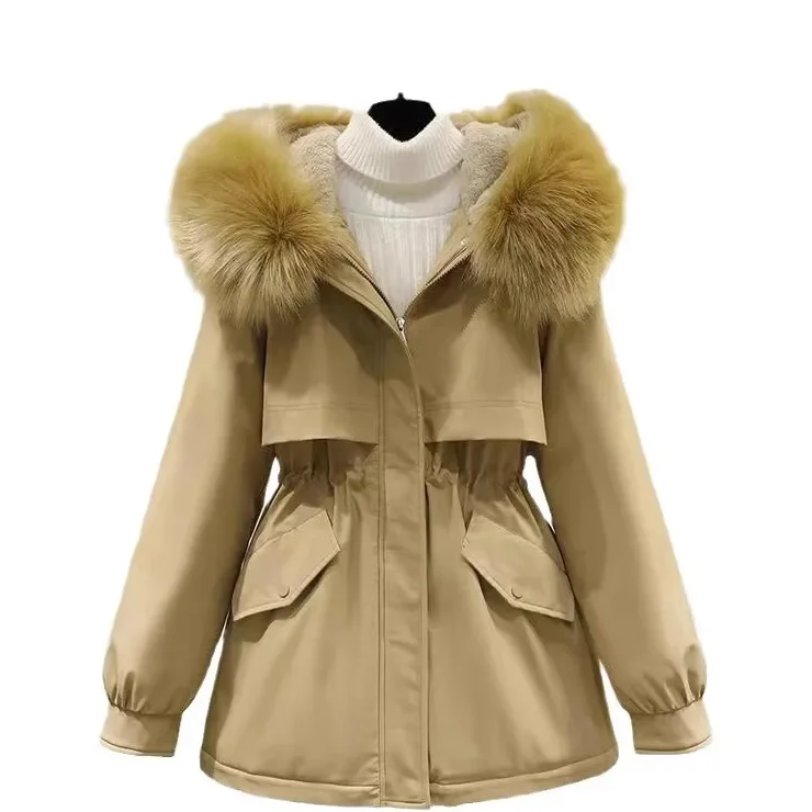 

Pai overcomes the new winter loose Korean version of women's medium length cotton jacket with thick velvet