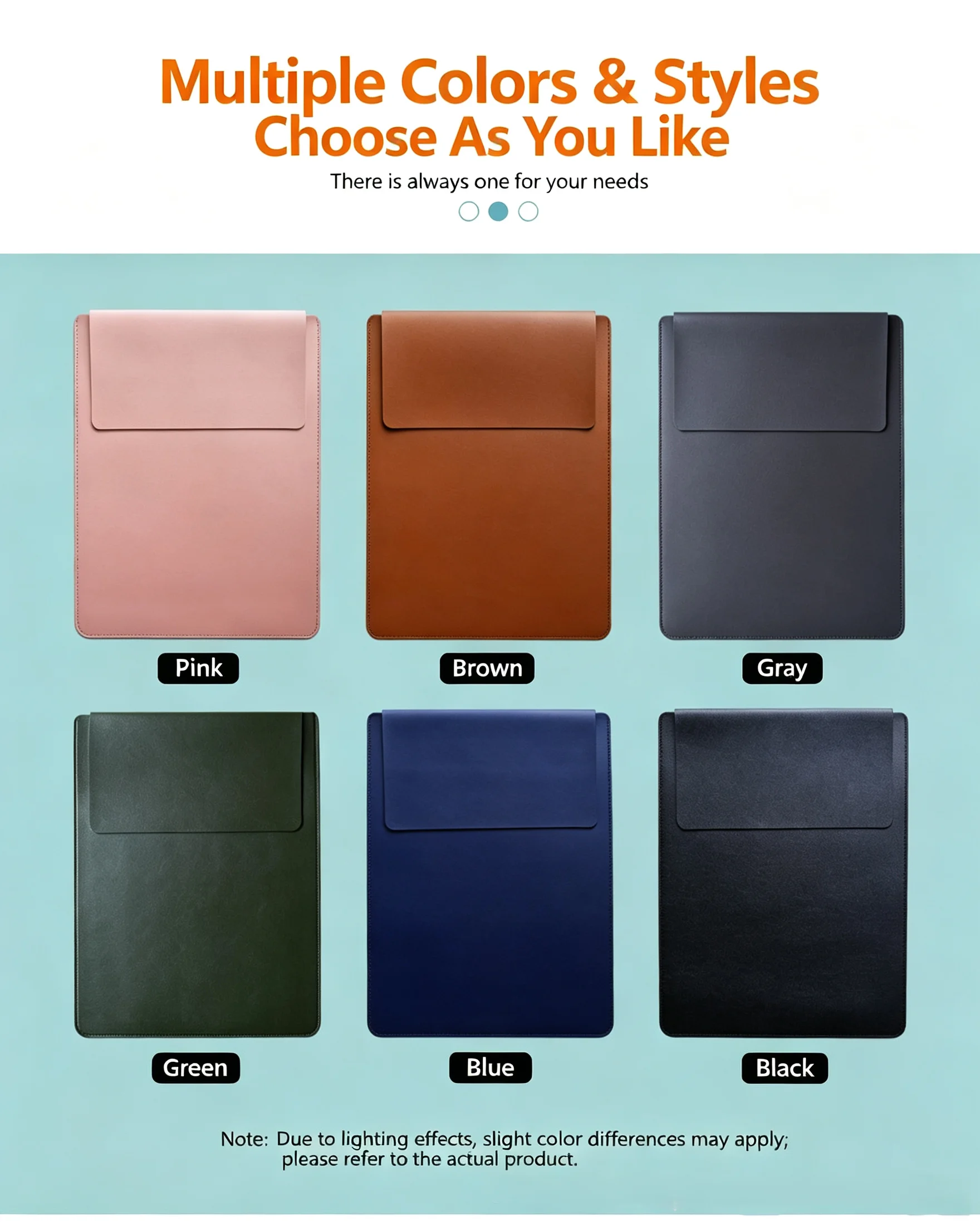 PU Multiple Colors & Styles Inner Bag Waterproof Wear-Resistant Laptop Sleeve for MacBook  13 14 15 inch Notebook Carrying Case