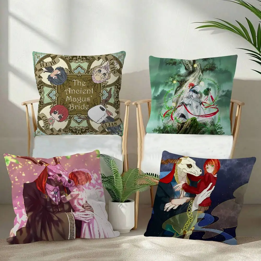 Anime The Ancient Magus Bride Cushion Cover Soft Decorative Square Cushion Covers 45x45cm Pillowcases For Sofa Couch Bedroom