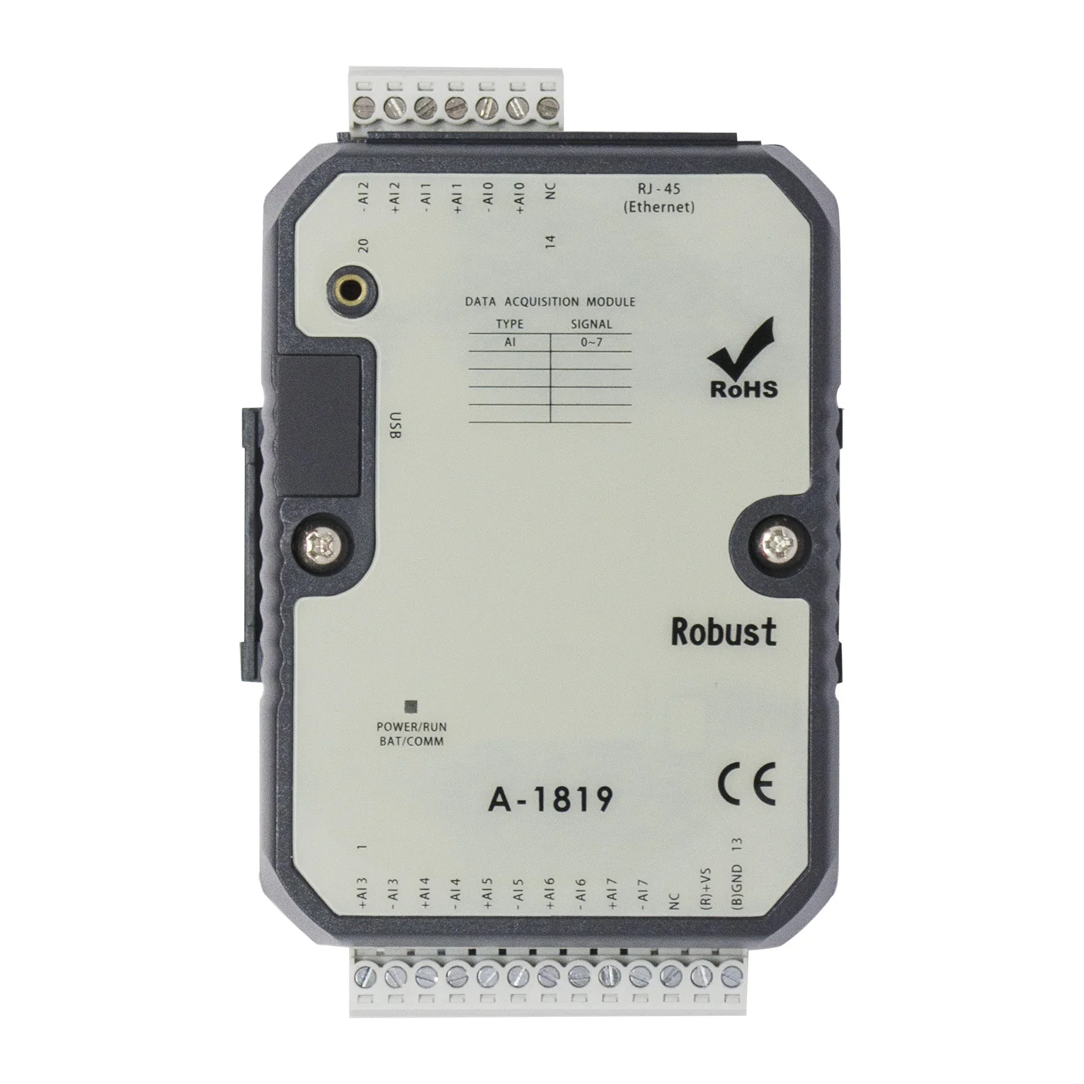 Modbus TCP IO Module Ethernet Analog Module with 8AI(0/4-20mA) DIN Rail Mount for Industrial Automation (A-1819)