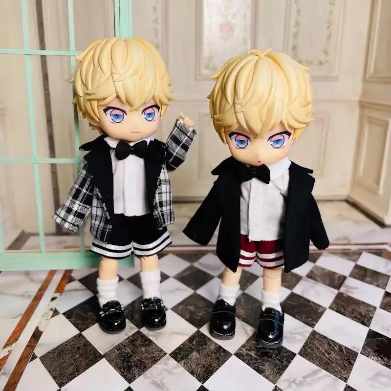 OB11 doll suit is suitable for 1/12 size fashionable new suit jacket + white shirt + shorts check 3 pieces of preppy suit suit