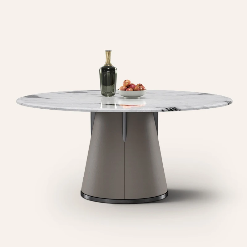 Marble dining table, natural modern round table, high-end, luxurious and minimalist dining table