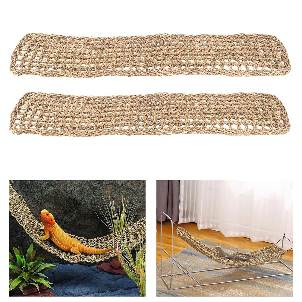 

2 Pcs Climbing Pet Hammock Toys Bearded Dragons Hammocks Plant Lizard Nest Beds Seaweed Reptile Terrarium