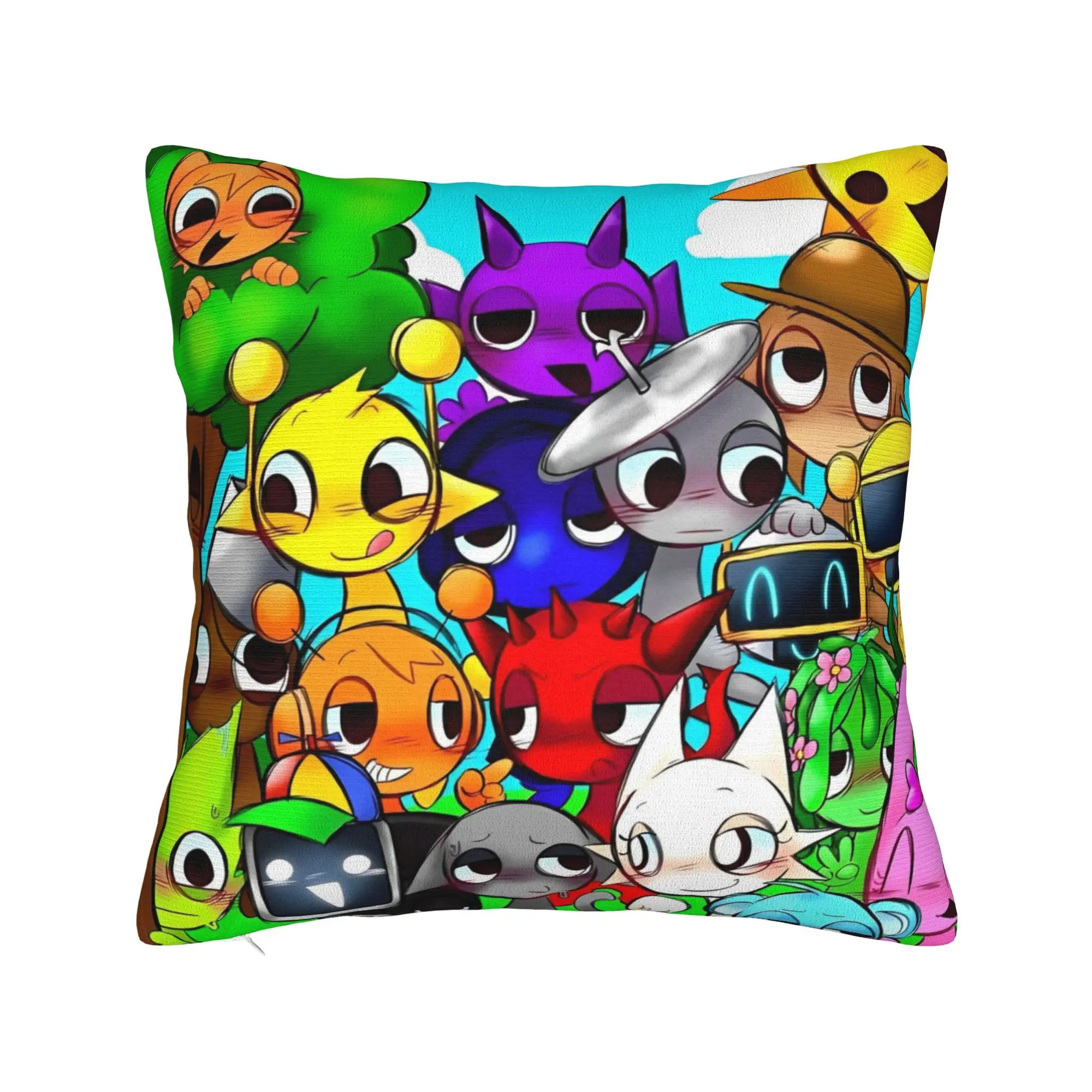 Sprunki Square Pillow Cases Cartoon Game  Cushion Covers Creative Zippered Decor Throw Pillow Case Cover for Car 40x40cm