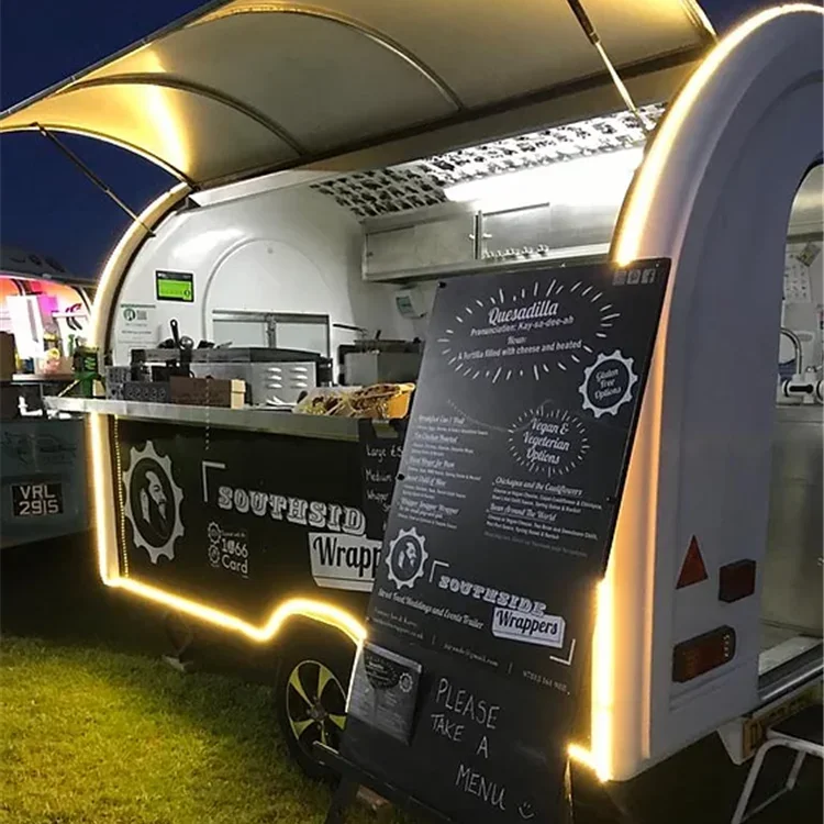 

Factory Offer Fiberglass Mobile Food Truck for Sale New Model Small Size Food Trailer With Logo Customization
