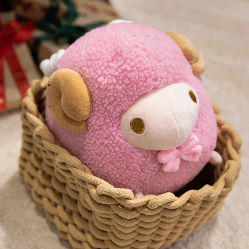 25 cm Cartoon Nette Runde Schafe Plüsch Puppe Kissen Lila Rosa Grün Argali Ziege Plüsch Spielzeug Hause Dekoration Geschenk für Kinder