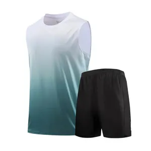 Fitness Men's Ice Clothing Silk Rapid Vest Set of Sports Clothing Summer T -Shirt Basketball Equipment Running Short Sleeping 12 Main Men's Set Sales - №6