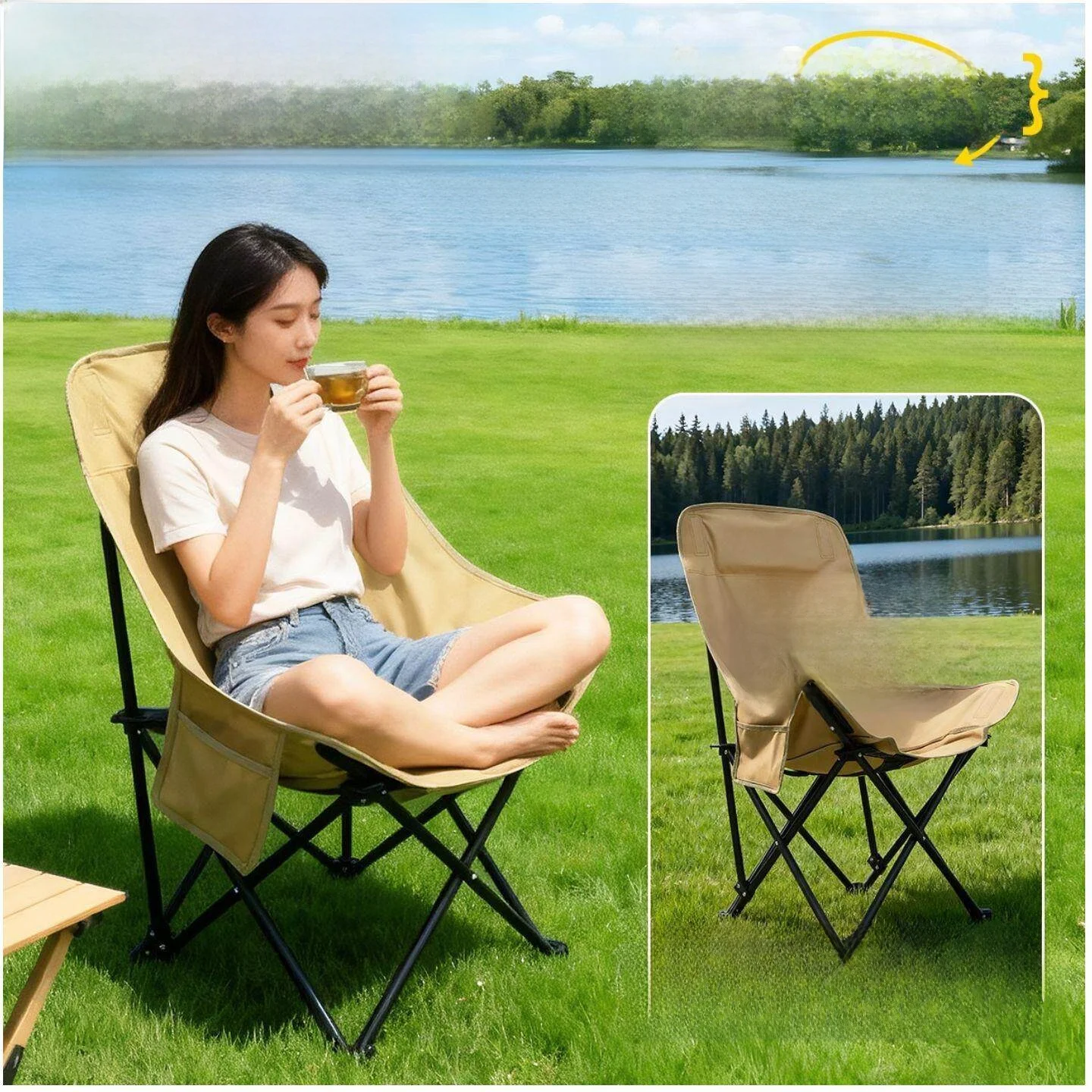 屋外用ポータブルキャンプチェア-ムーンチェア-アートスケッチ-釣り-レジャー家具-折りたたみ式キャンプ用品-アウトドアリビング