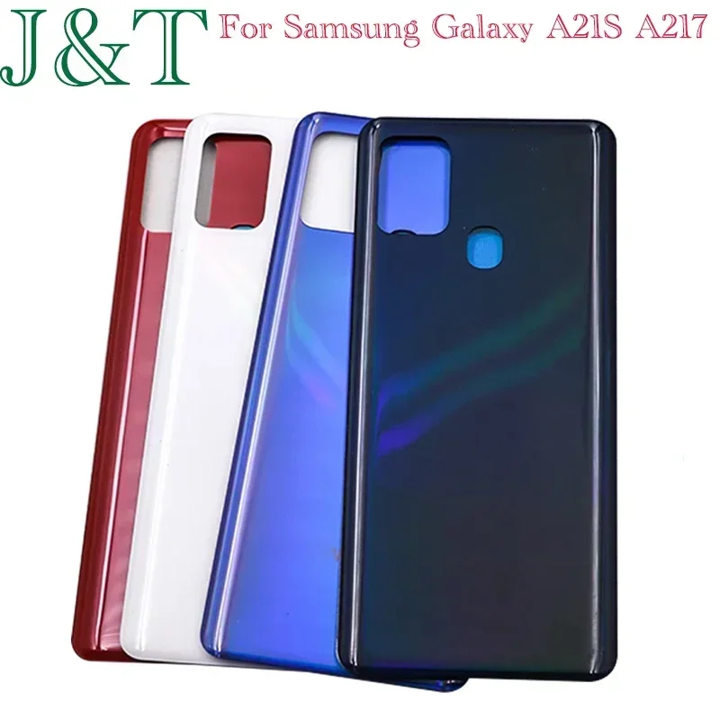 New For Samsung Galaxy A21S A217 SM-A217F Plastic Battery Back Cover A21S Rear Door Housing Case Camera Frame Adhesive Replace