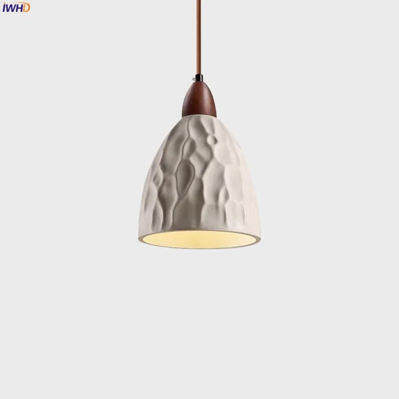 

IWHD Wabi Sabi Vintage LED Pendant Lights Fixture Living Dining Room Table Light Home Decor Micro Cement Hanging Lamp Lamparas