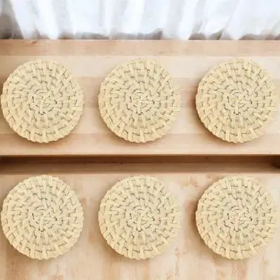 

6Pcs Handwoven Round Rattan Charms Unique DIY Jewelry Pendants Earring Making Materials Bohemian Style Rattan Woven Charms