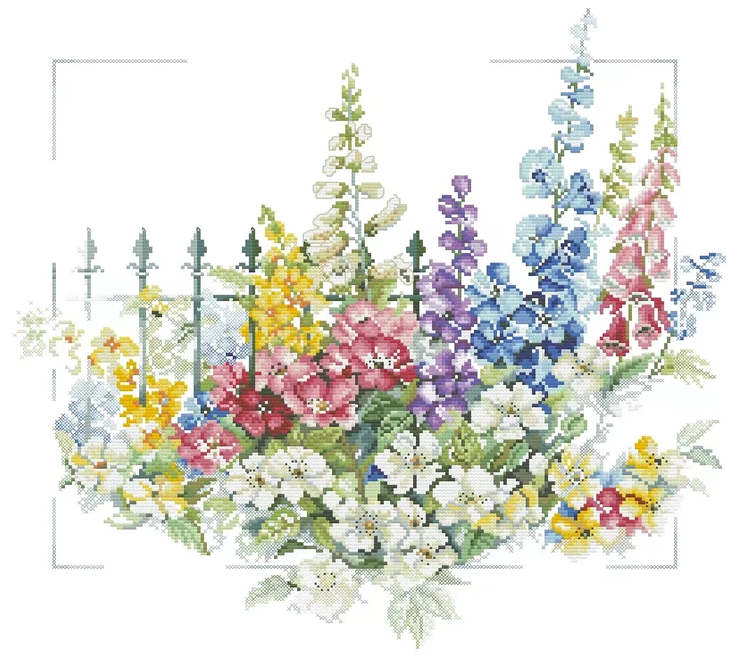 Cross stitch Kit Canvas Cross Stitch Embroidery Set Craft  22-Lanarte 34389 Flowers at the garden entrance Cross Stitch Set