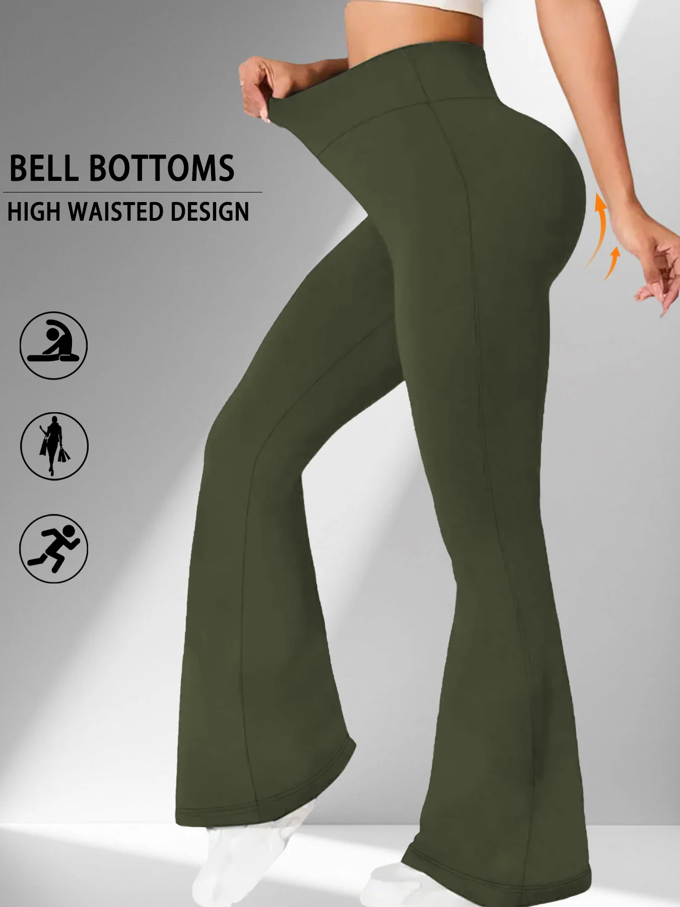 Elegante Damen-Flare-Hose mit hohem Bund für Yoga-Workouts. Geeignet für Damen-Leggings zur Freizeitnutzung. – Detail 12