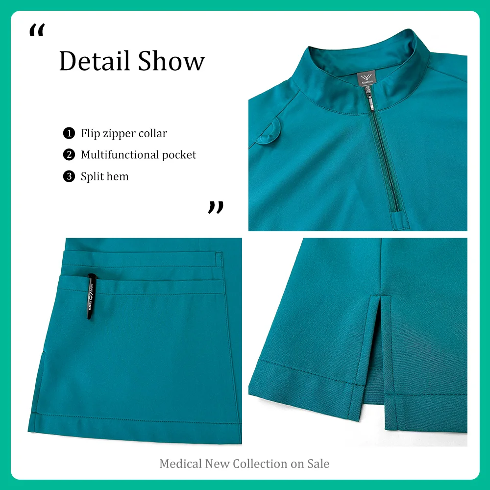 Uniforme da lavoro da medico in tinta unita Donna Scrub Uniforme medica Manica corta Clinica odontoiatrica Set infermieristico Scrub Tunica sanitaria per assistente