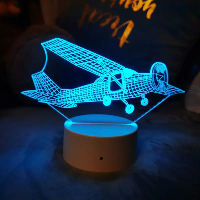 Airplane 3D Night Light Usb Plug-in Touch Bedside Lamp Kids Decoration Night Light Birthday Christmas Gift