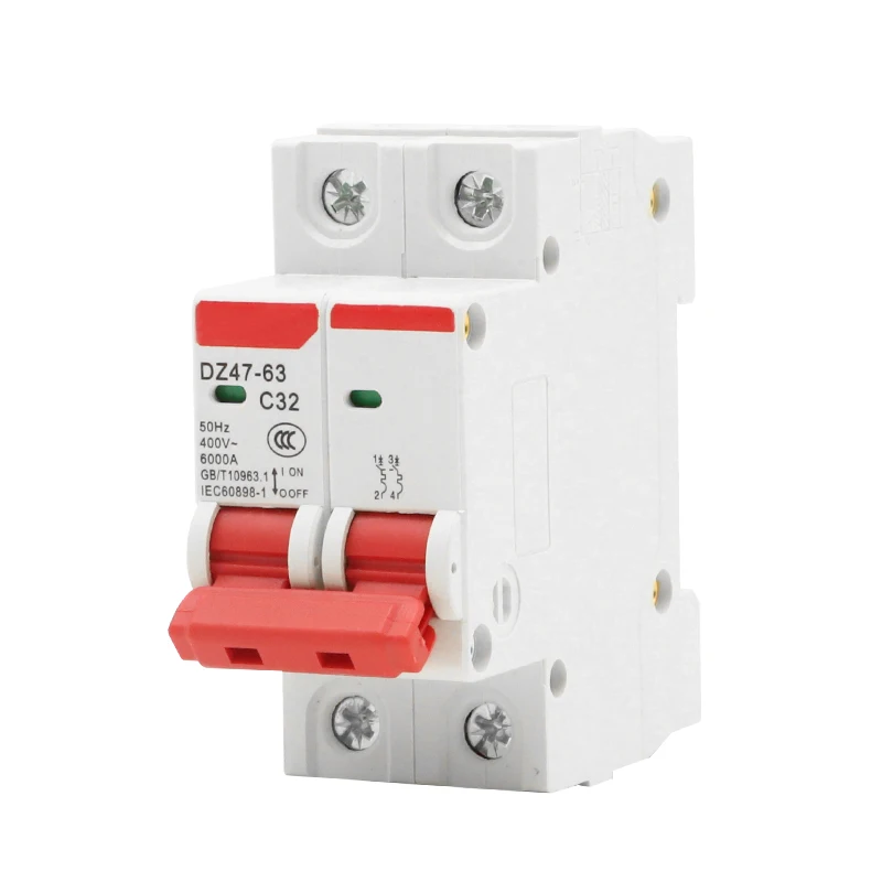 DZ47 1P 2P 3P 4P 3A-63A AC 230V 400V Type C Mini Circuit Breaker MCB Short Overload Protector Din Rail Mount Breaking Capacity