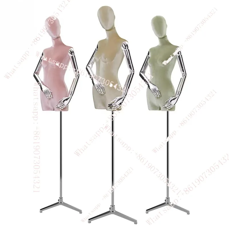 

Clothing women's high-end colored velvet bust model props women window dummies table puppets display stand women