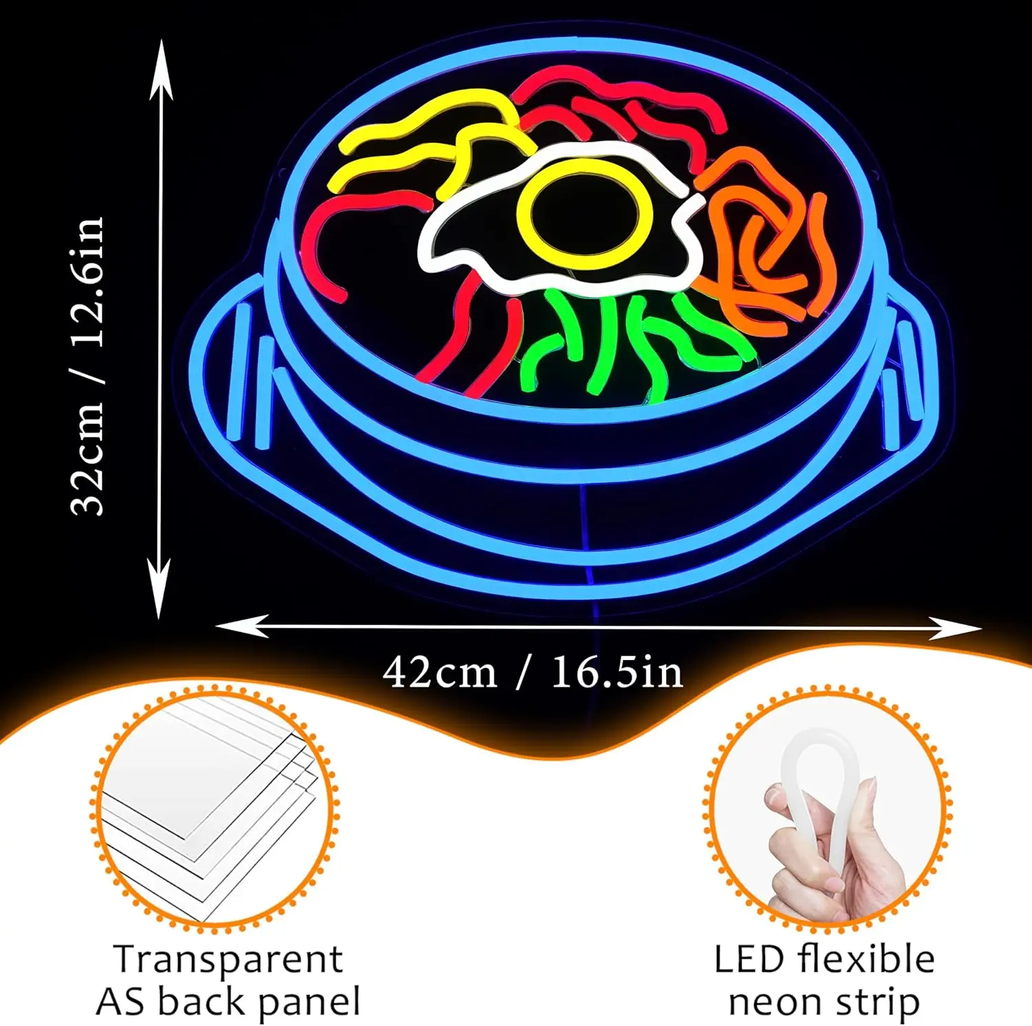 Bibimbap LED Neon Sign USB Neon Light,Korean Stone Pot Rice With Fried Egg Wall Lamp for Restaurant Kitchen Cafe Shop Decor Gift