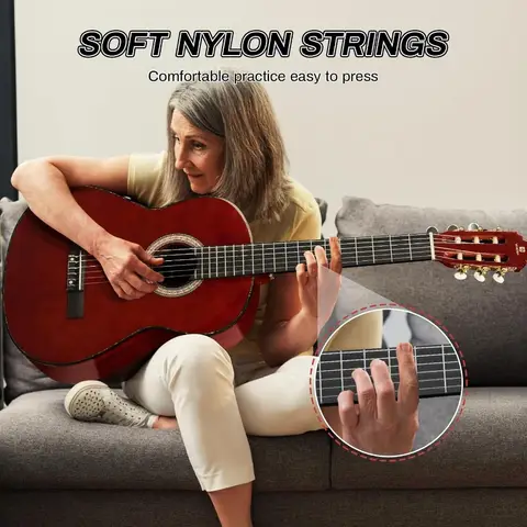 क्लासिकल गिटार फुल साइज़ 4 4 स्पैनिश स्टाइल क्लासिकल गिटार 39 इंच नायलॉन स्ट्रिंग्स गिटार शुरुआती वयस्कों के लिए आदर्श सॉलिड रो 8 best sales शास्त्रीय गिटार - №1